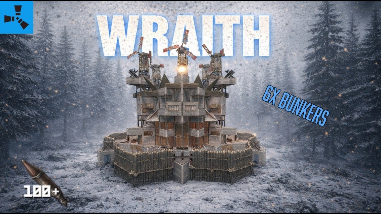 The Wraith – Ultimate Small Group Rust Base | 6 Bunkers | META Circle Base | 2026 Design Shield Wall