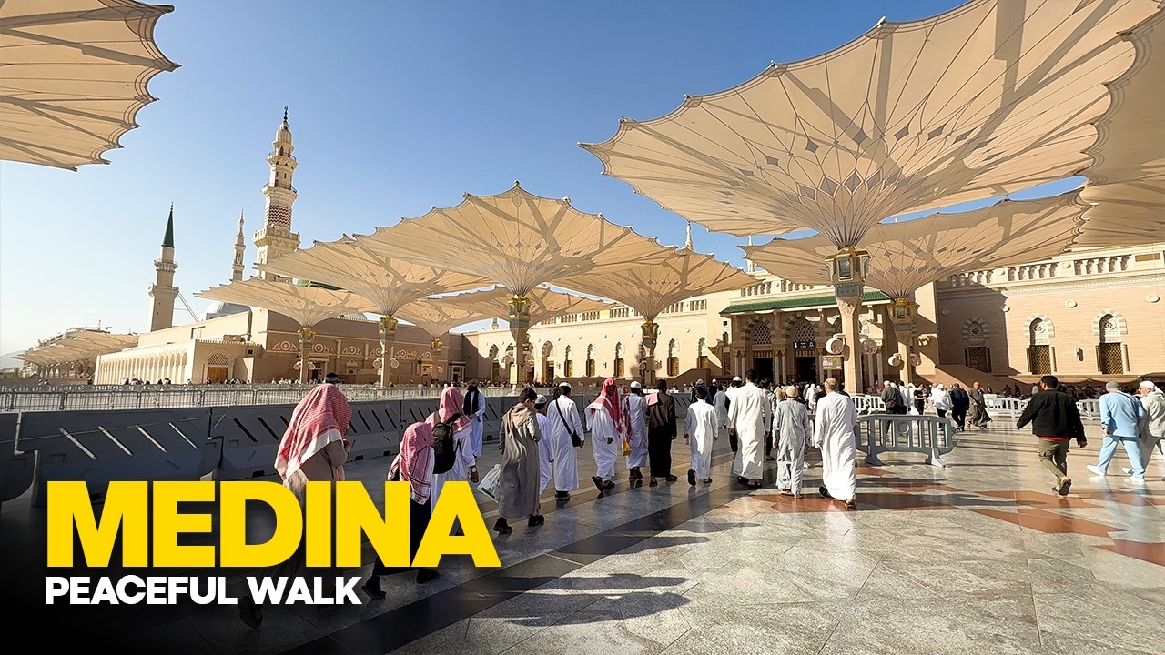 Beautiful Sunny Day in Medina | Peaceful Walk Around Prophet's Mosque | Masjid Al Nabawi