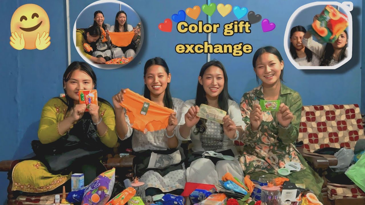 COLOR GIFT EXCHANGE GAME with sisters 💛🩷💚🖤🧡❤️💙🩵🤍🩶🤎💜