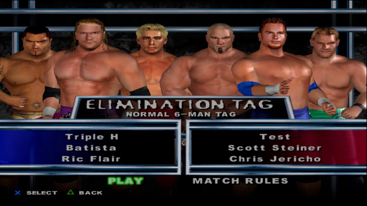 WWE SmackDown! HCTP - TripleH,Batista,RicFlair VS Test,ScottSteiner,ChrisJericho (ELIMINATION TAG)