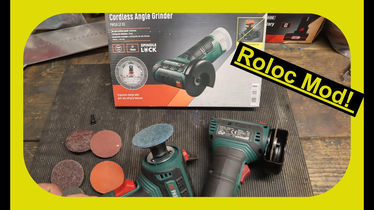 Lidl Parkside PWSA 12B1 12V Grinder tool mod to 50mm 3M roloc Pads!