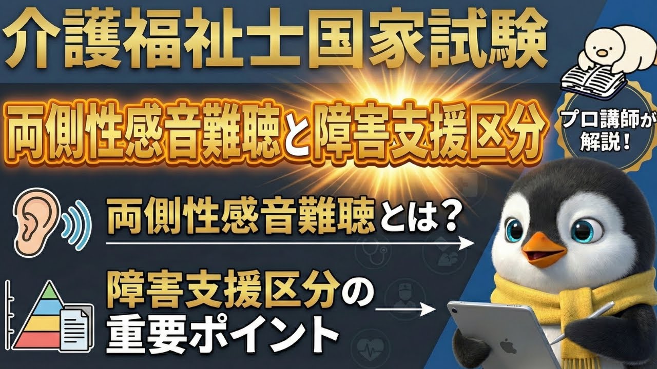【合格率UP講座】介護福祉士国家試験『総合問題 』 両側性感音難聴・障害支援区分の解き方徹底解説！