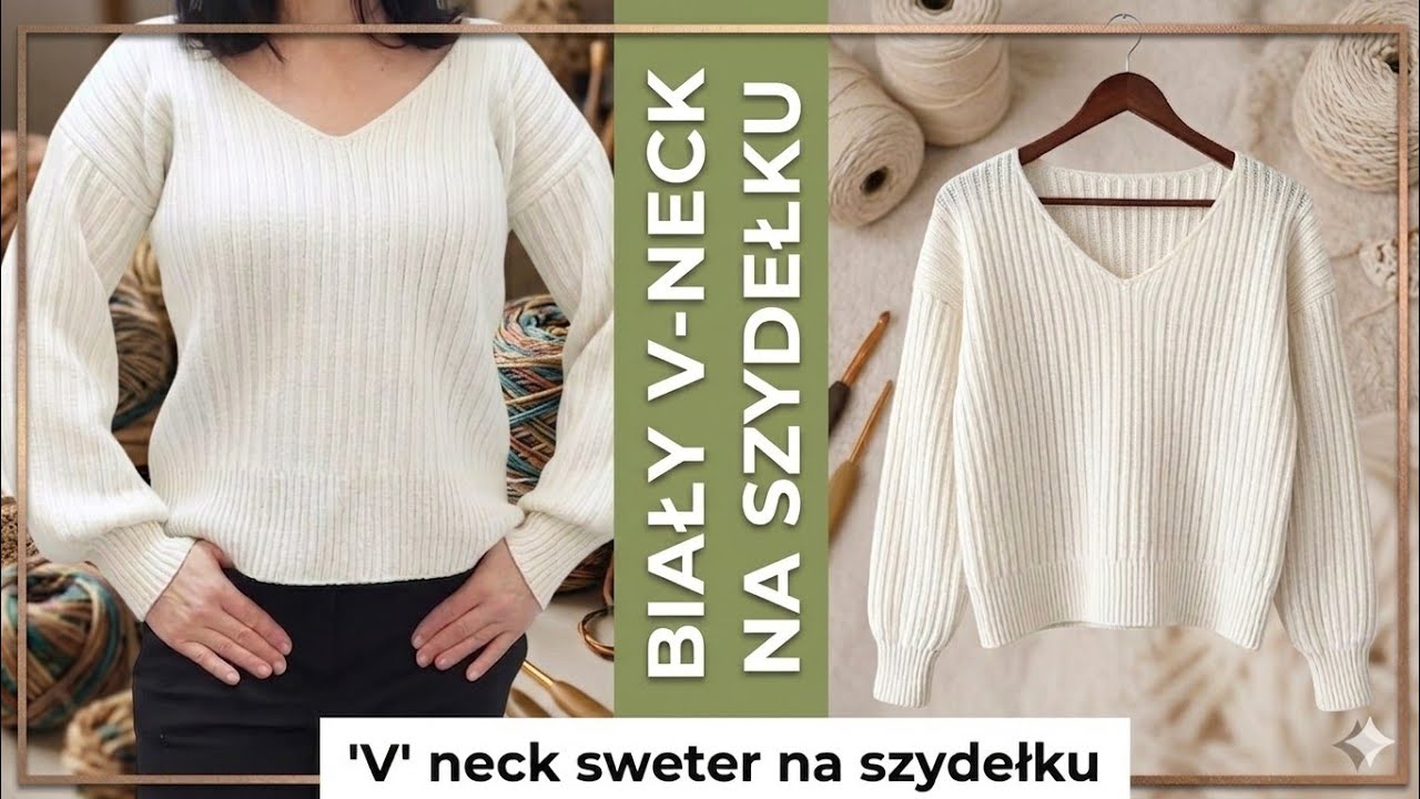 'V''- dekolt - JAK ładnie wszyć rękawy i zszyć sweter na szydełku, tutorial