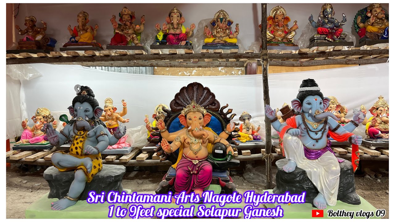Sri Chintamani Arts Nagole Hyderabad | 1to9 feet special Solapur Ganesh | Nagole Ganesh making 2025