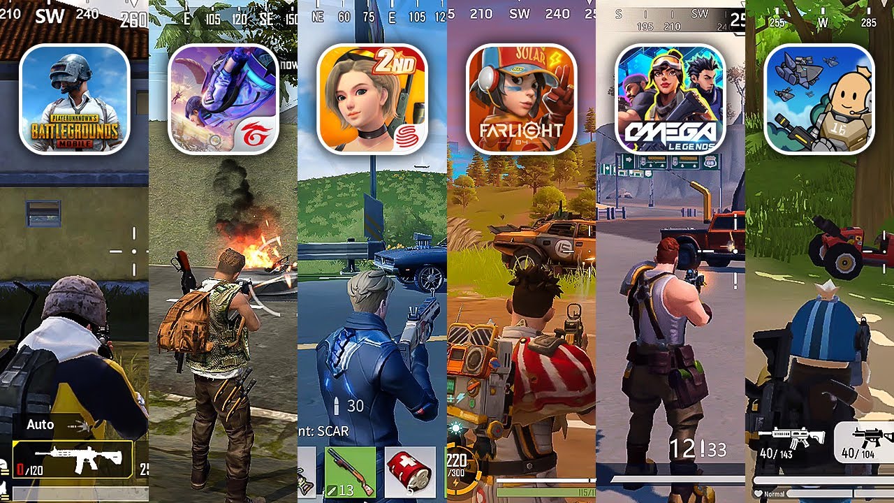 PUBG Mobile vs FREE FIRE vs Creative Destruction vs Farlight 84 vs Omega Legends vs Sausage Man | PK