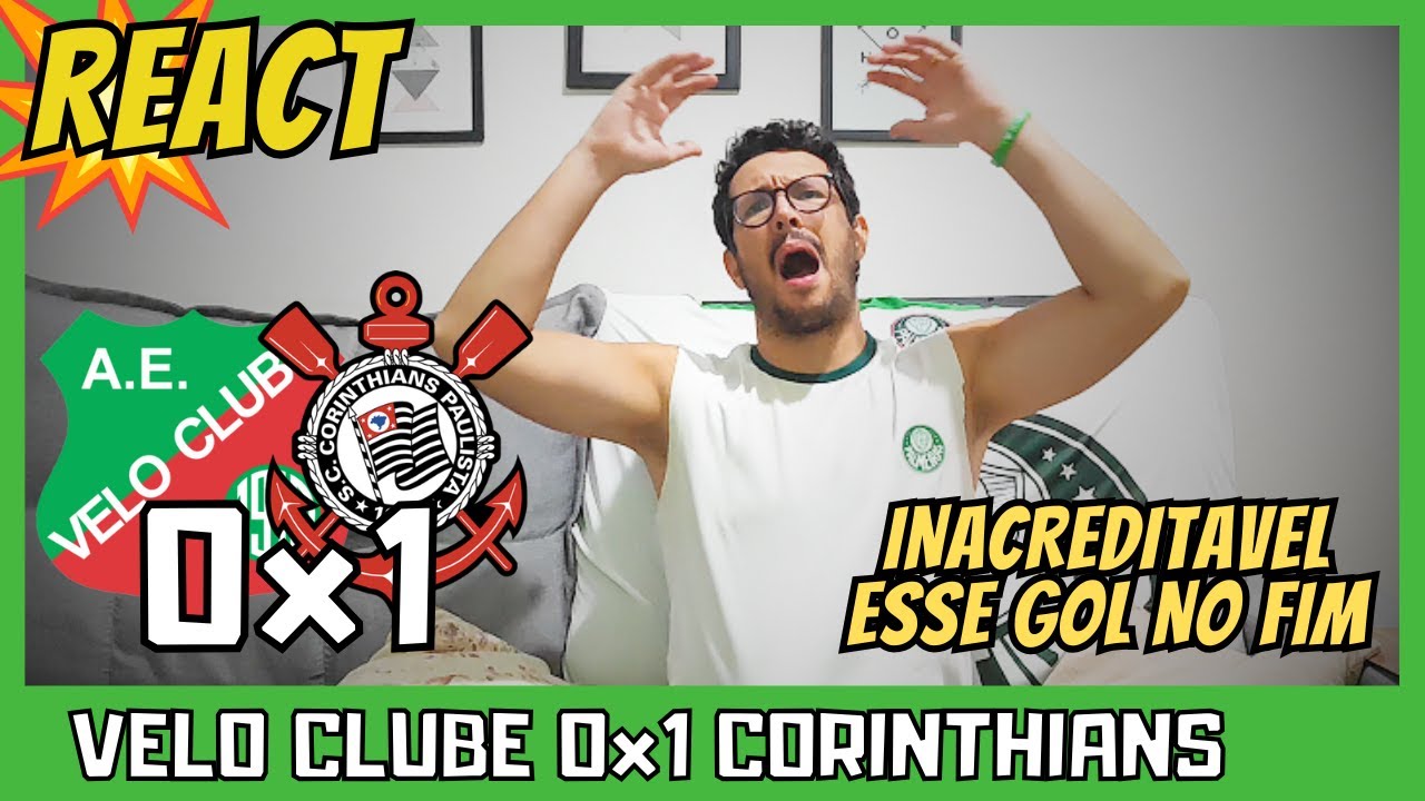 REAÇAO PALMEIRENSE REVOLTADO COM VITORIA NO FIM DO CORINTHIANS - REACT VELO CLUBE 0x1 CORINTHIANS