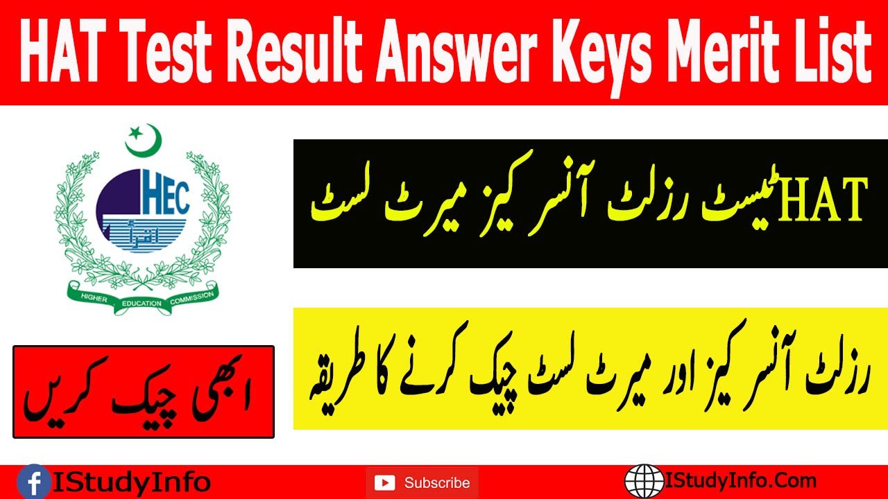 HAT Test Result 2022 Answer Keys Merit List
