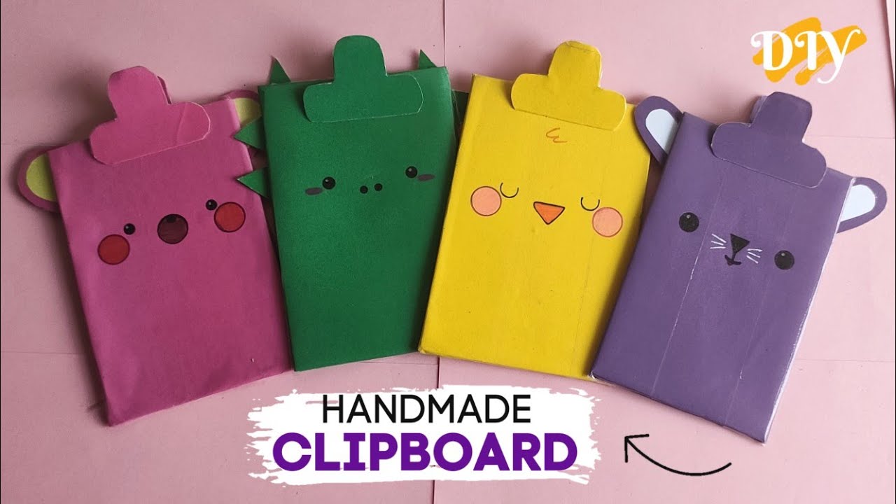 DIY HANDMADE CLIPBOARD/How to Make Mini Paper Kawaii Teddy bear, Chick,Dino,Rat Clipboard/PaperCraft