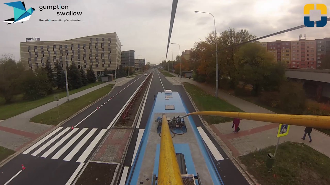 MHD Ostrava - Trolejbusová linka 102 - GoPro front view from pantograph