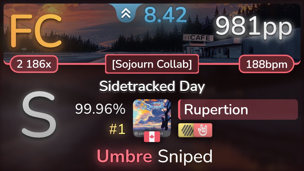 8.4⭐ Rupertion | VINXIS - Sidetracked Day [Sojourn Collab] +HDHR 99.96% (#1 981pp FC) - osu!
