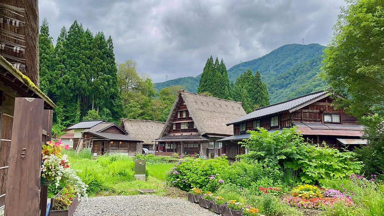4K Walk Japan, The Most beautiful Suganuma Gassho Zukuri Village Walking Tour Gokayama Countryside