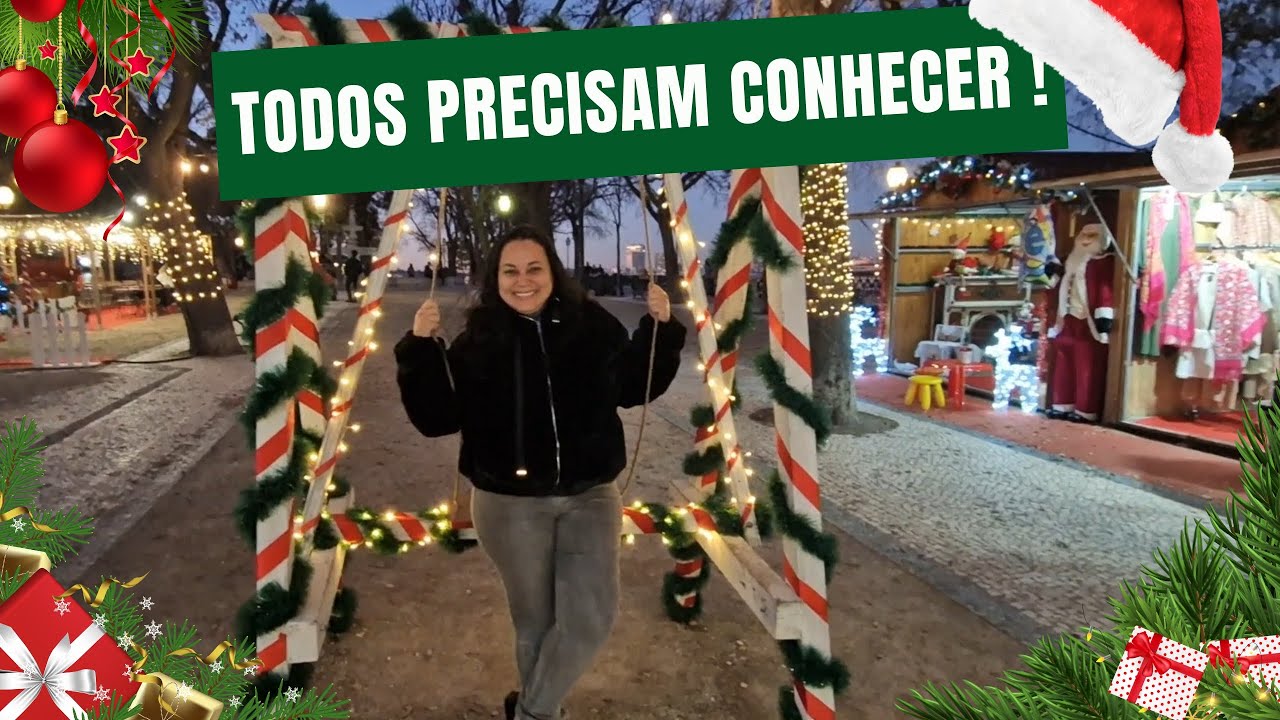 MERCADO de NATAL em LISBOA/PORTUGAL 🇵🇹 TOUR e LUZES 2023 🎄