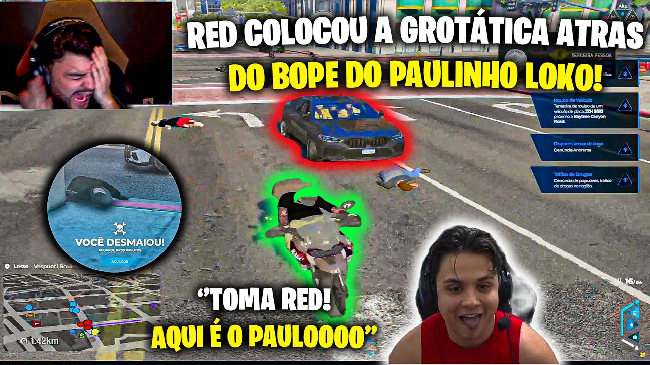BOPE do PAULINHO o LOKO foi PERSEGUIDO pela GROTÁTICA do RED😱 RED SURTOU KKKK! GTA RP