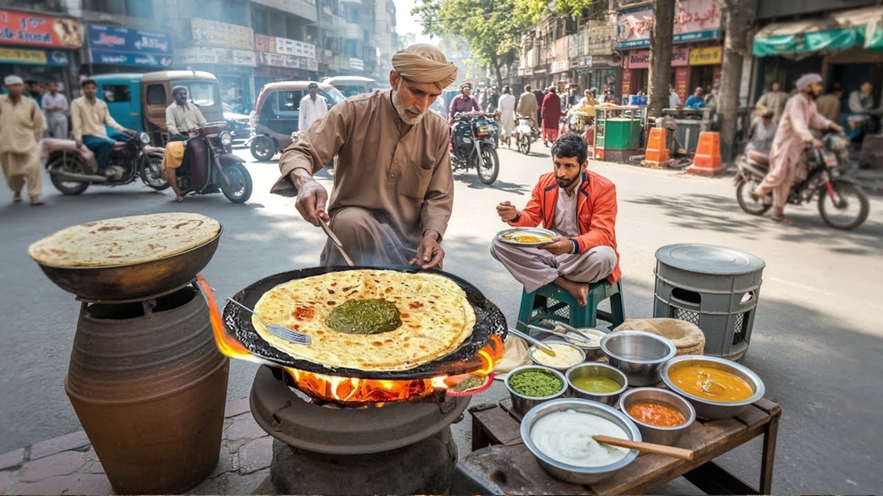 PAKISTANI REAL DESI BREAKFAST CULTURE 😍 | AUTHENTIC ROADSIDE NASHTA – STREET FOOD PAKISTAN
