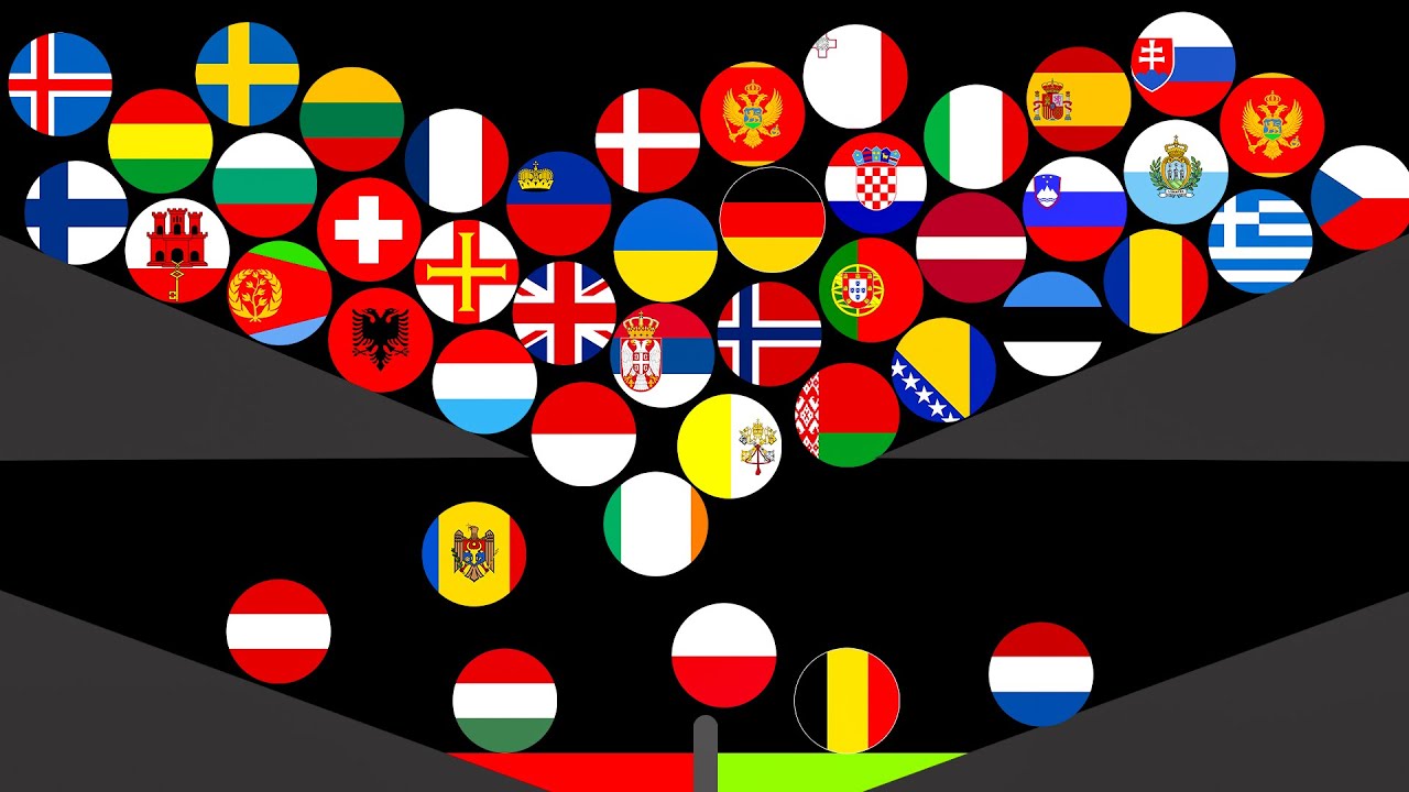 All European Countries Marble Race in Algodoo - Who will win?