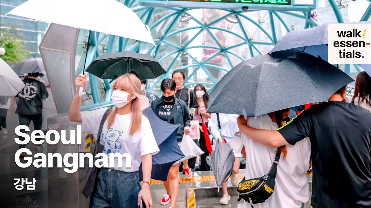 Gangnam Walk Neighbor on Rainy day ( Seoul, Korea ) 4K 강남