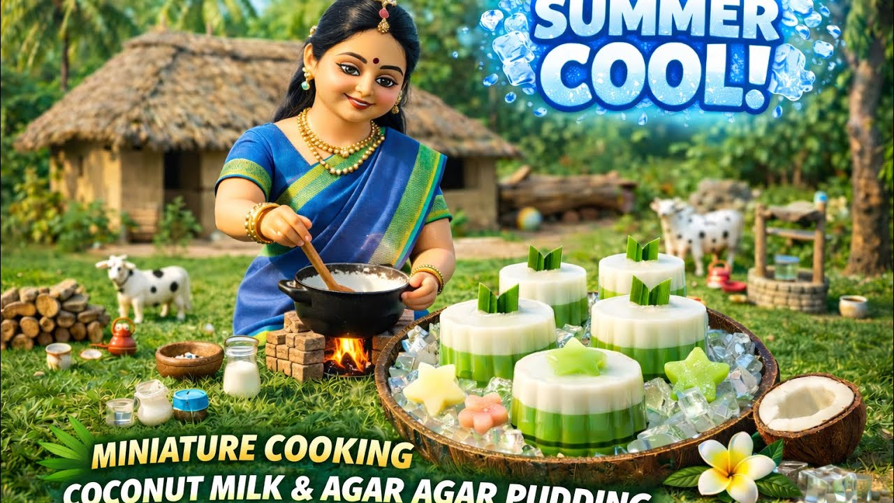 Summer cool chilled Coconut Milk and Agar Agar pudding 