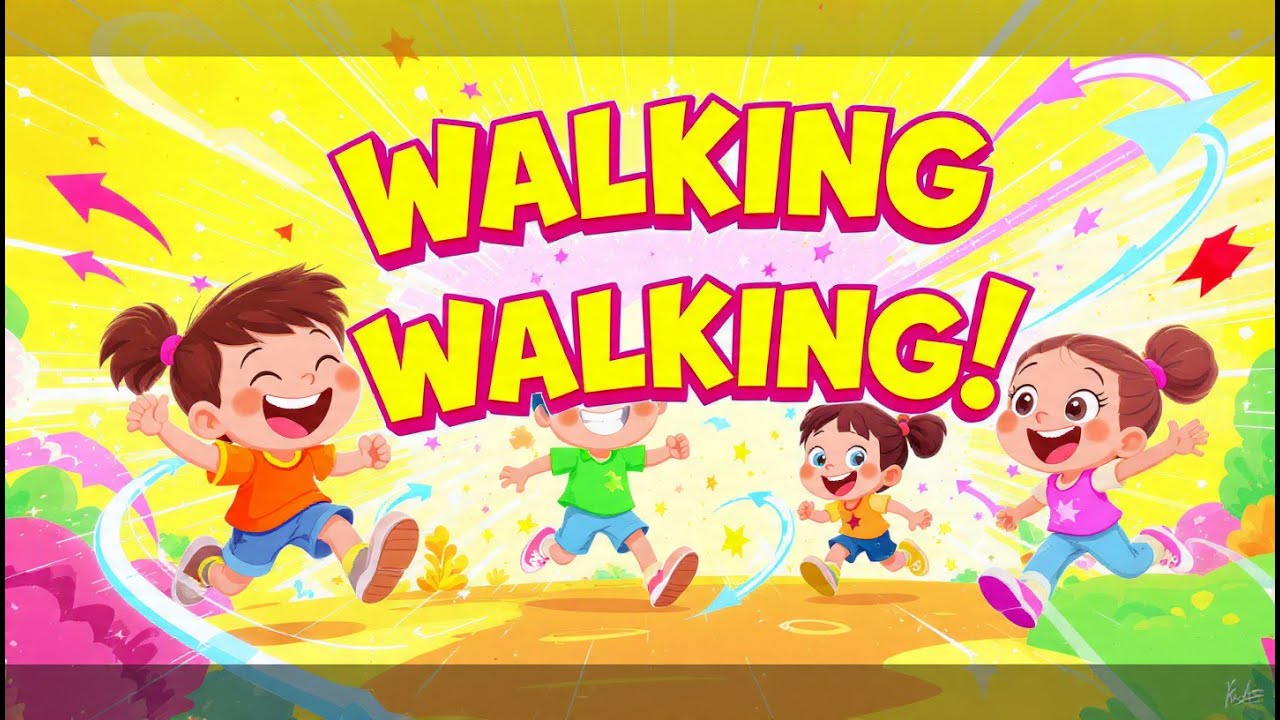 🚶‍♂️ Walking Walking Fun Time 🎶🌈 | Action Movement Song for Kids
