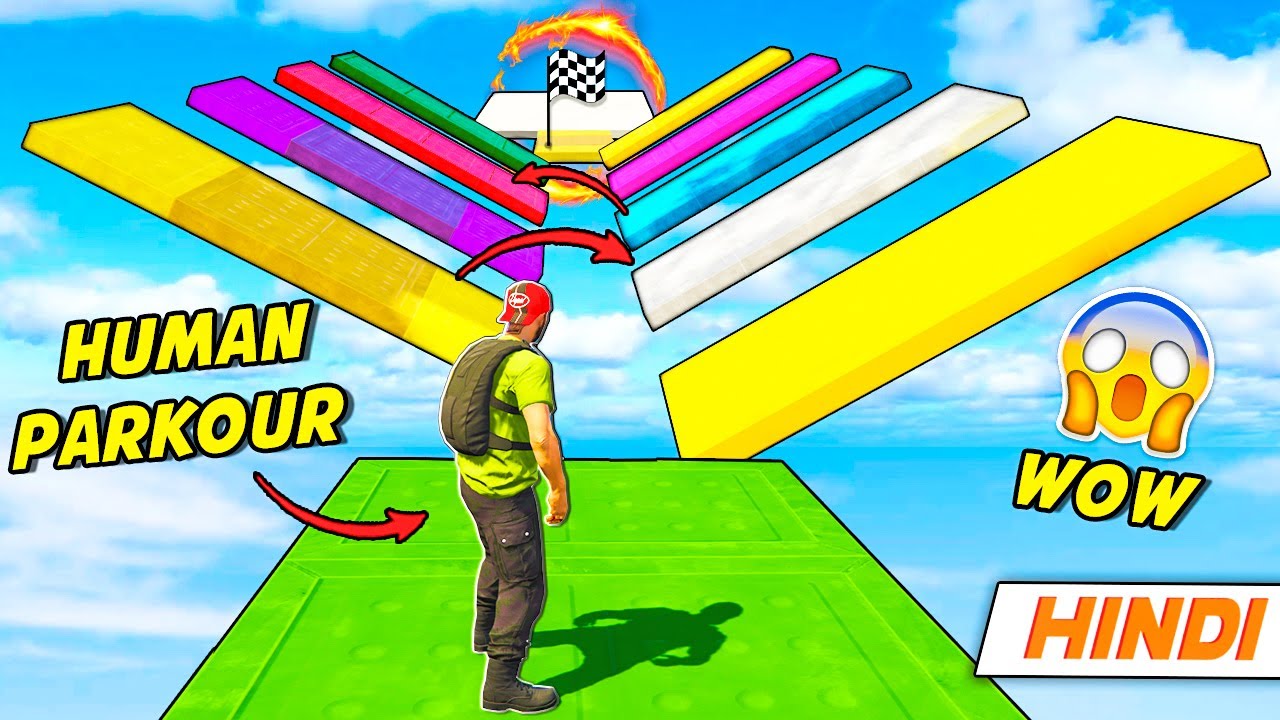 GTA 5: Scariest *HUMAN* Parkour Race 😱 | Total Wipeout | GTA 5 Online Hindi Funny Moments | Saxisam