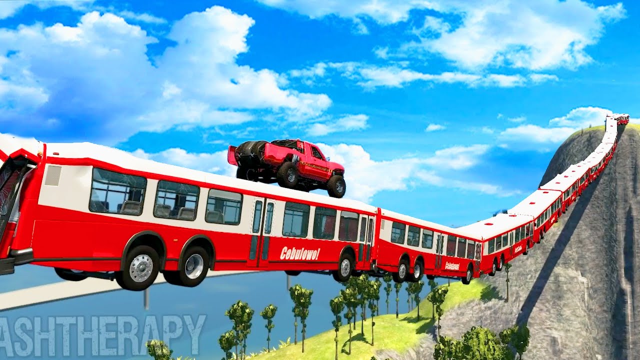 BeamNG DRIVE  Articulated Bus Crashes #9 CrashTherapy