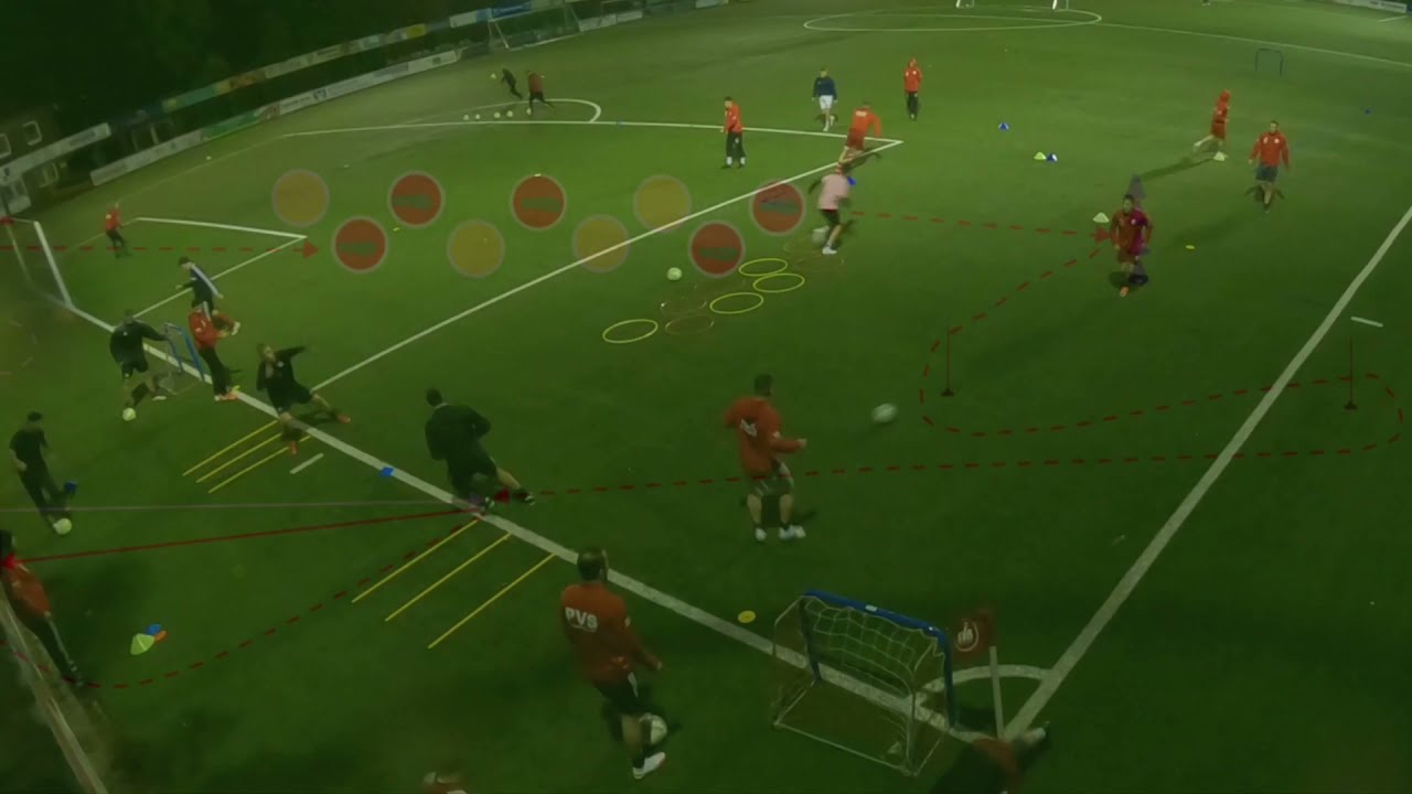 Fussballtraining: Fussballspezifische Übung ( Speed - Koordination (Fußarbeit) - Torschuss -Parcour)