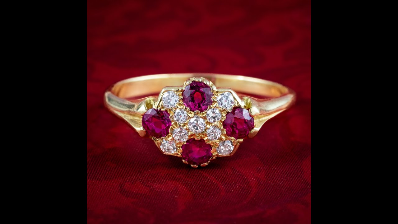Antique Victorian Ruby Diamond Cluster Ring 0.60ct Ruby