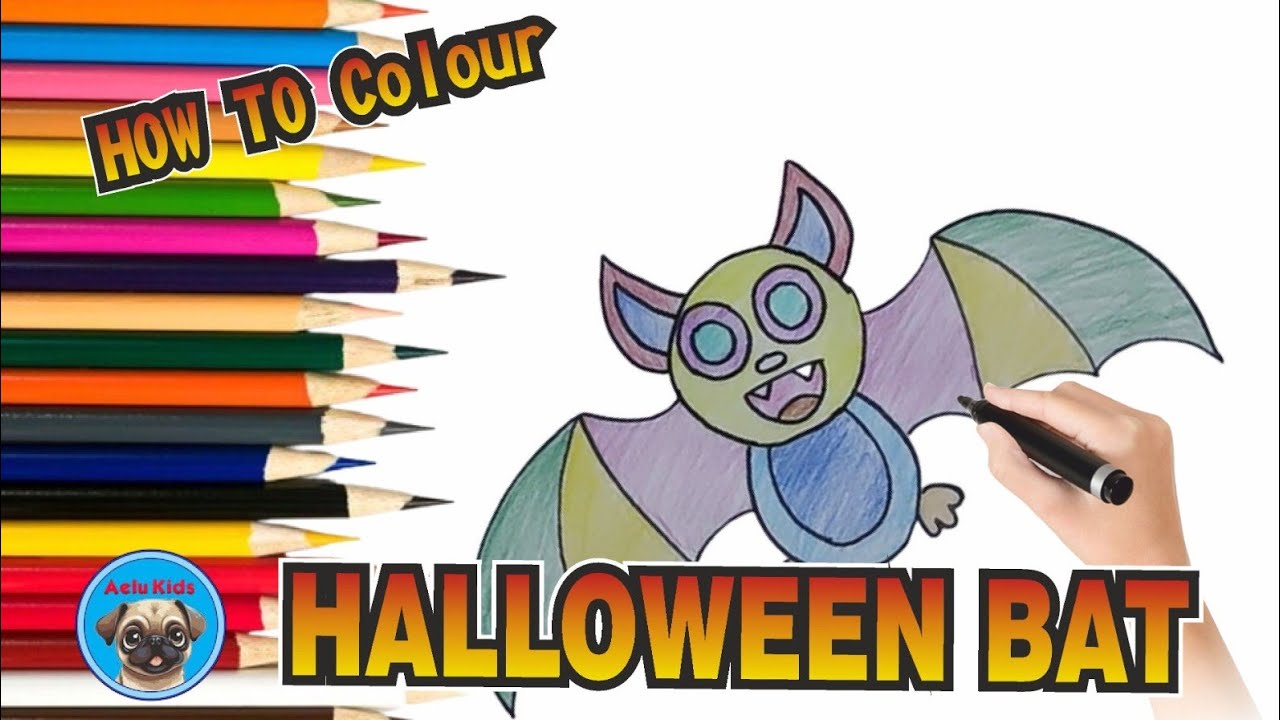 How to Colour Halloween Bat for Kids | Easy Coloring Step by Step – Aelu Kids