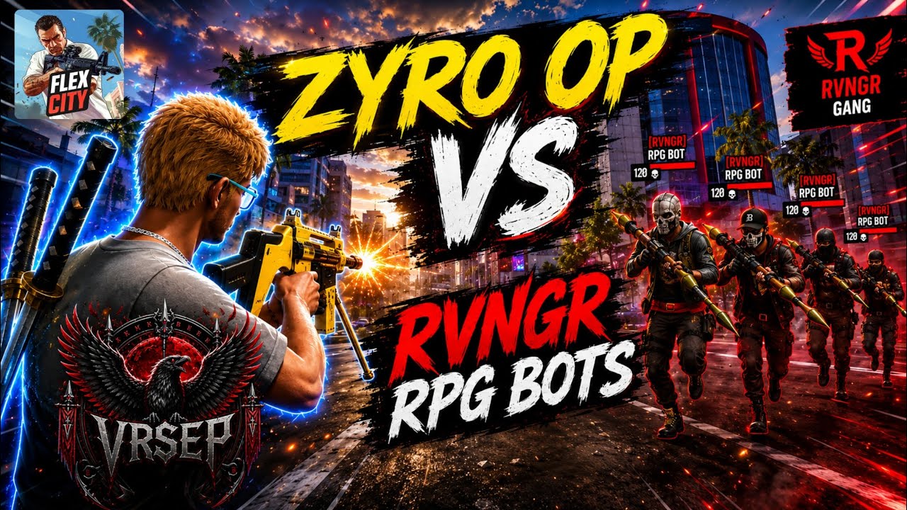 Flex City ZYRO OP vs RVNGR RPG Bots | Solo Battle |Full Domination 🔥