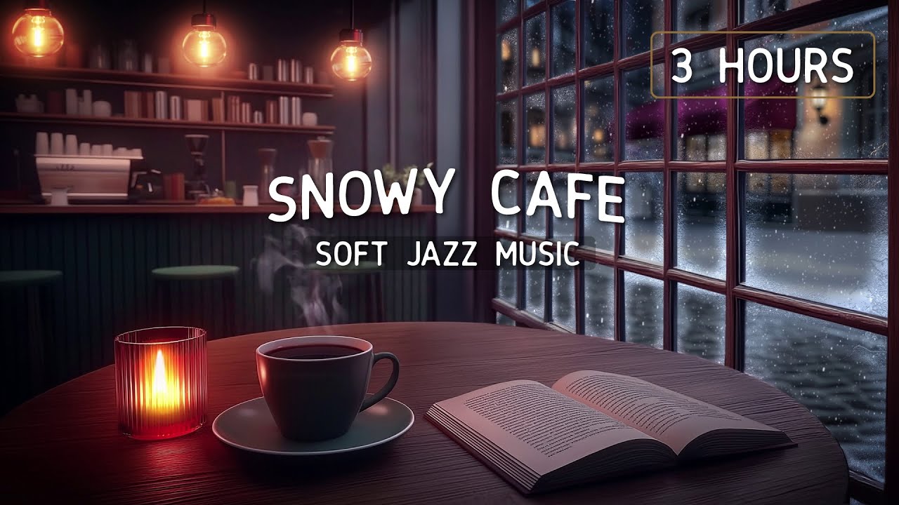 Snowy Coffee Shop Ambience (3 Hours) ☕️ Soft Jazz for Focus & Calm