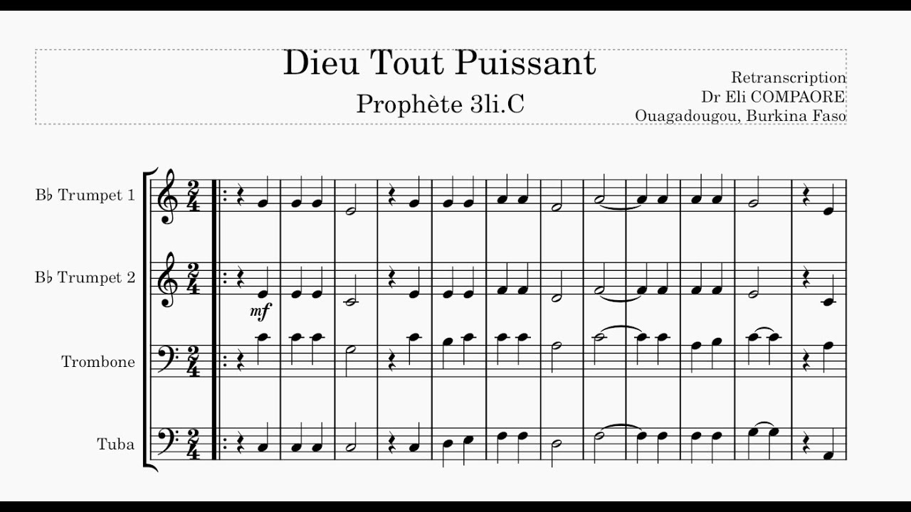 Dieu Tout Puissant (Fanfare ) Dr Eli Compaoré HD