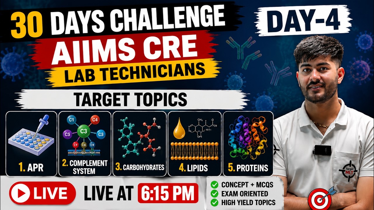 AIIMS CRE Lab Technician MCQs Day-4  #immunologymcqs #biochemistrymcqs #aiimscre  #2026