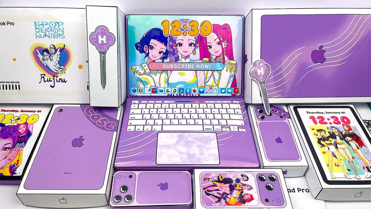 Paper DIY | APPLE x HUNTRIX Luxury Tech Set | KPOP DEMON HUNTERS | Iphone, MacBook, Ipad | ASMR