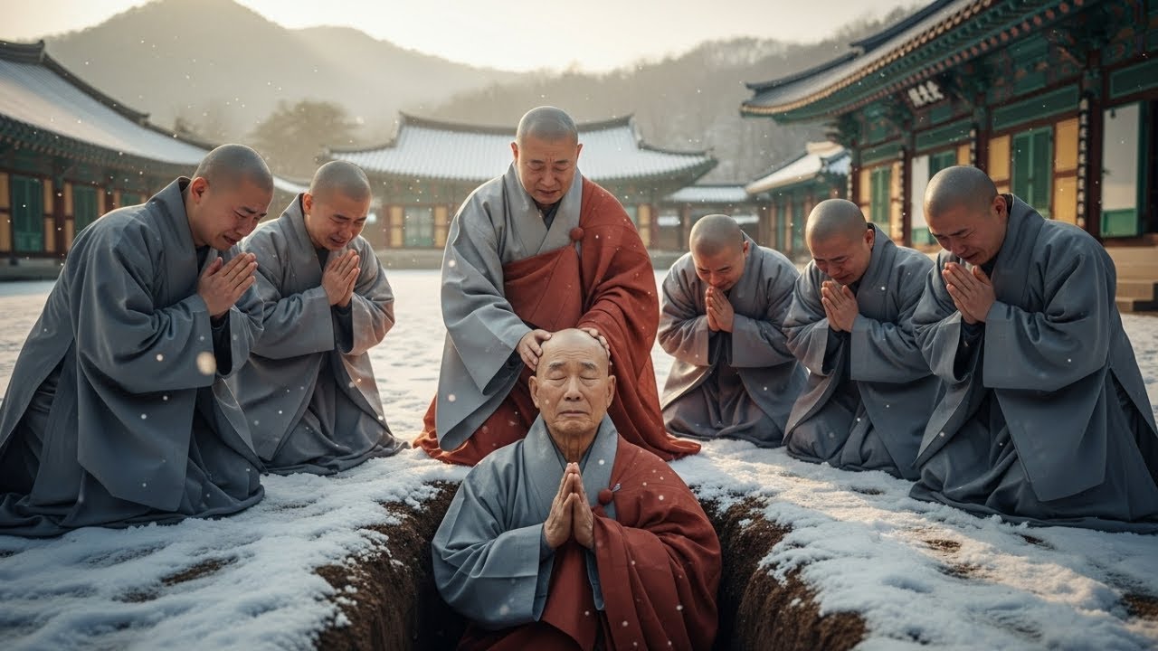 '제자들의 만류에도 스님은 스스로를 무덤 속에 묻었다  그리고 매화와 함께 봄이 피어났다