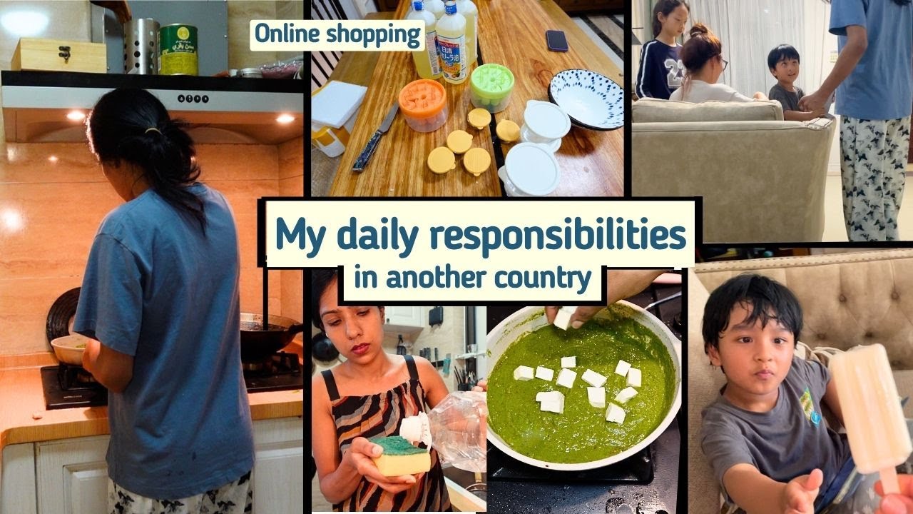 How I manage home, kitchen and family in another country | Online shopping I Spinach pizza