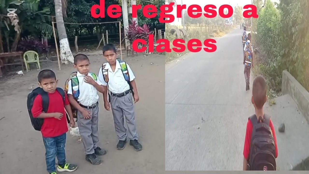 🤗De regreso a clases🙏 Elvia lleva a sus niños al primer día de clases ellos muy felices 