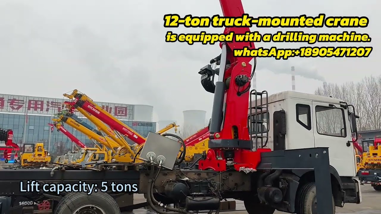 12-Ton Truck Mounted Crane : 5-Ton Lifting Challenge & Rotary Drilling Rig|5-Section Boom Walkaround