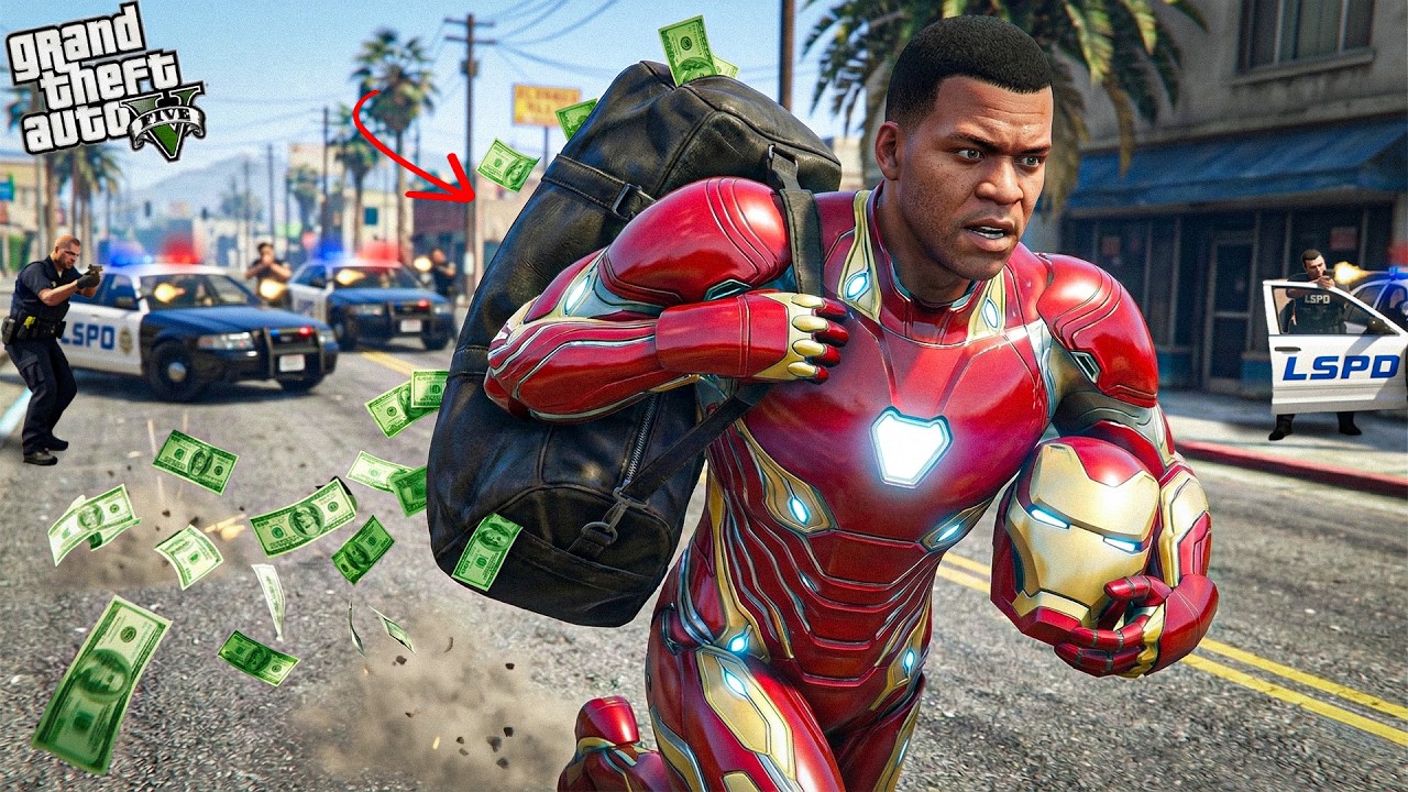 Franklin Looting A Bank Wearing Ironman's Suit in GTA 5 ! (GTA 5 mods)