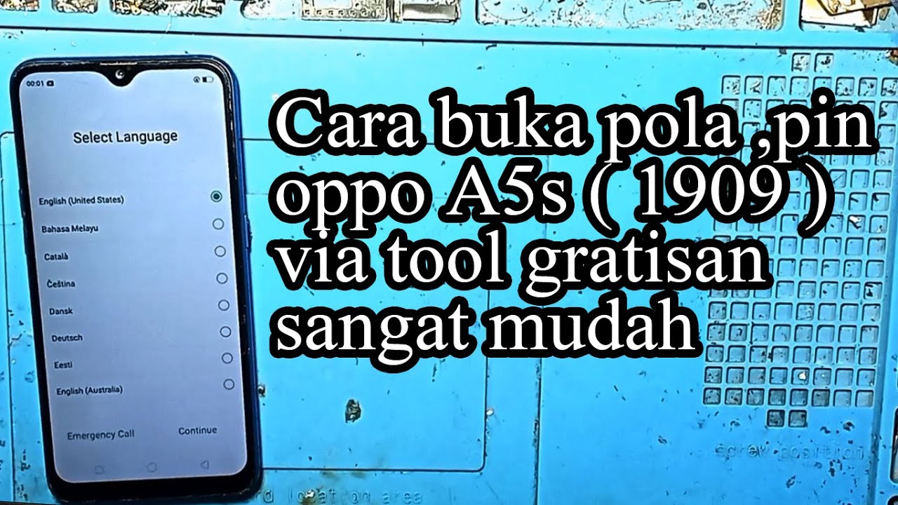 cara buka pola atau pin oppo A5s via tool gratisan