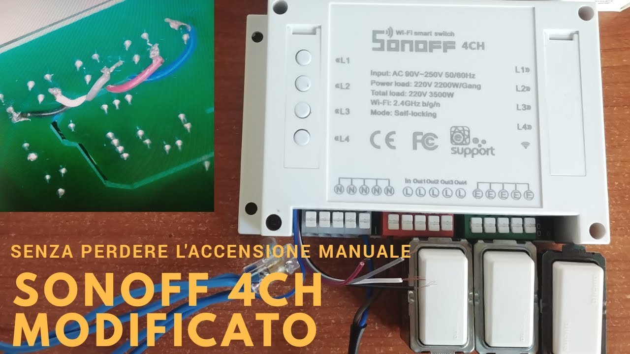 Sonoff 4ch modifica pulsanti al posto di interruttori