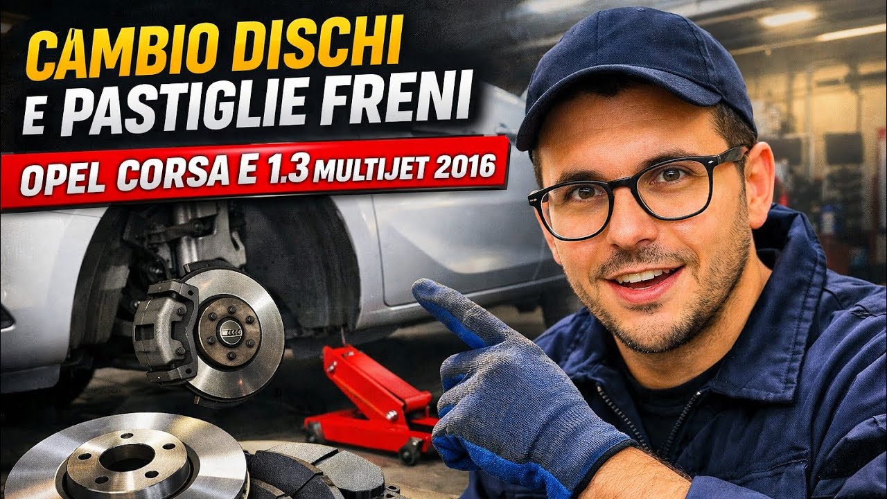 Замена передних тормозных дисков и колодок OPEL CORSA E 1.3 MULTIJET 2016 года выпуска.