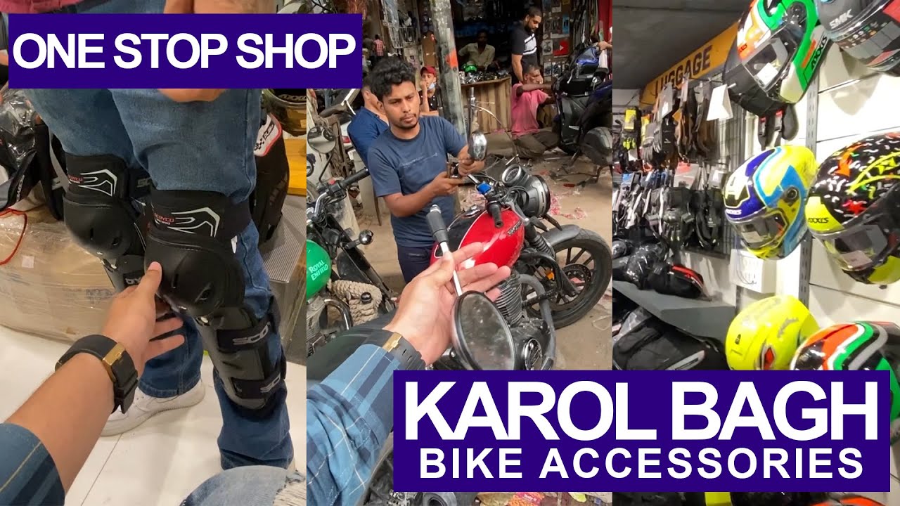 KAROL BAGH BIKE MARKET | BIKE ACCESSORIES | CB350RS NEW MIRROR | RIDING JACKETS
