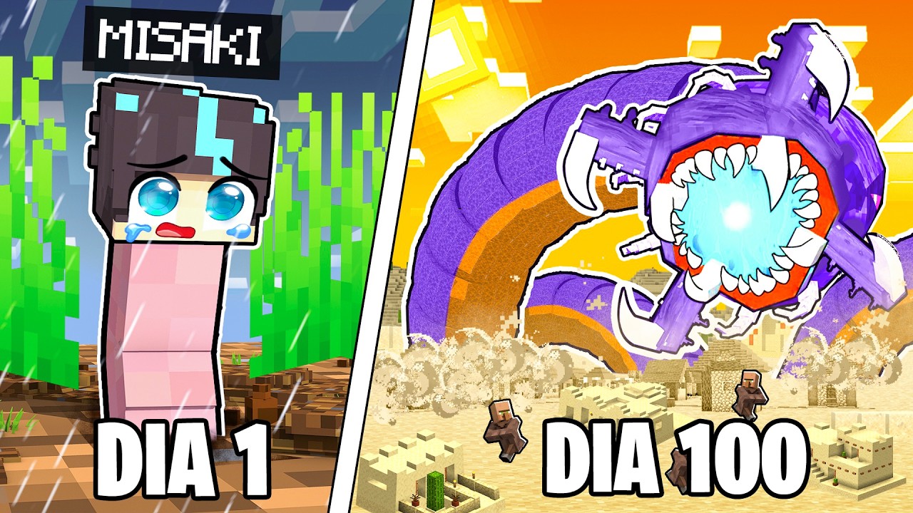 &iexcl;Sobreviv&iacute; como un GUSANO GIGANTE en Minecraft!😱🐛 | Misaki Gamer