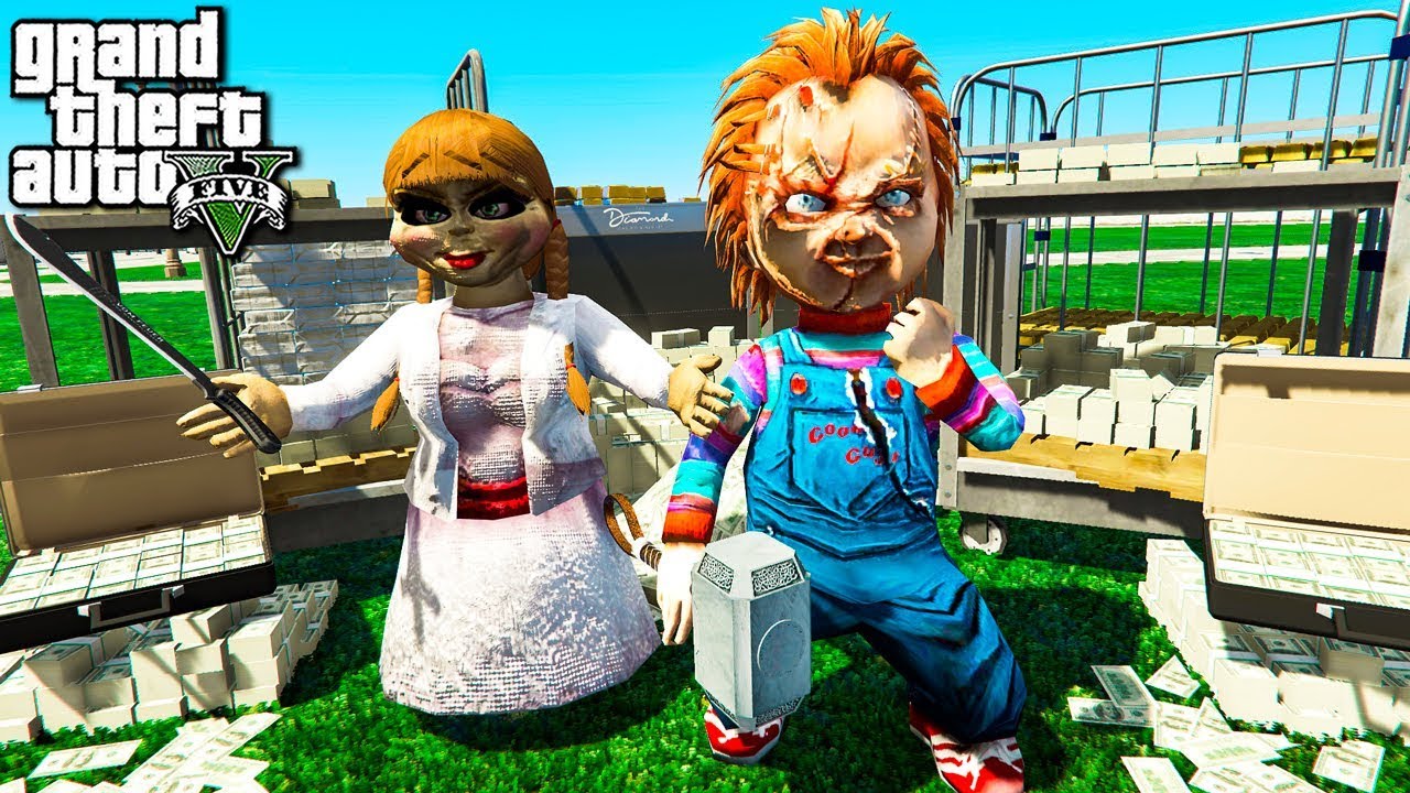 КУКЛА ЧАКИ И АНАБЕЛЬ ГРАБЯТ БАНК НА 90.000.000.$ В ГТА 5 МОДЫ! ОБЗОР МОДА В GTA 5! ИГРЫ ВИДЕО MODS