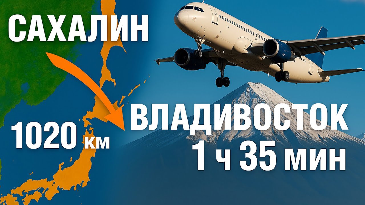 Перелёт с острова на материк.  Южно-Сахалинск - Владивосток: летим через часовой пояс!