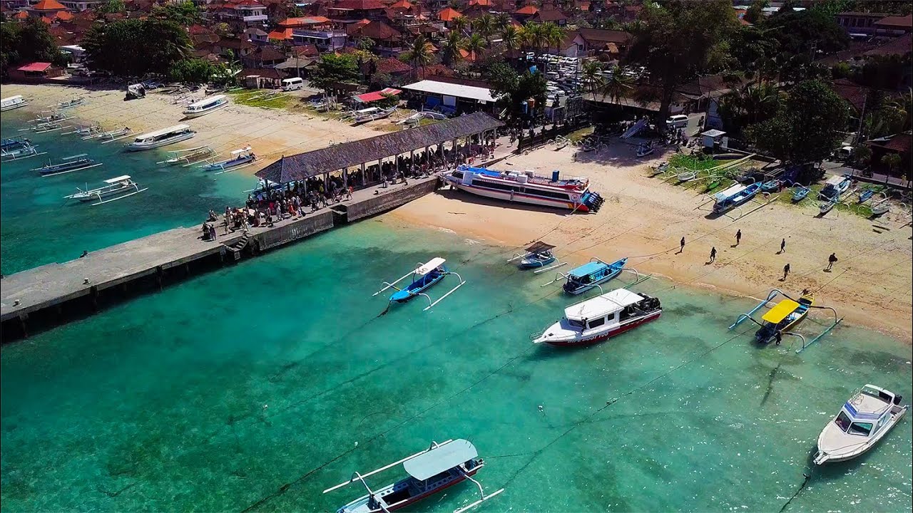 4K Drone Footage - Bird's Eye View of Padang Bai and Blue Lagoon in Bali, Indonesia