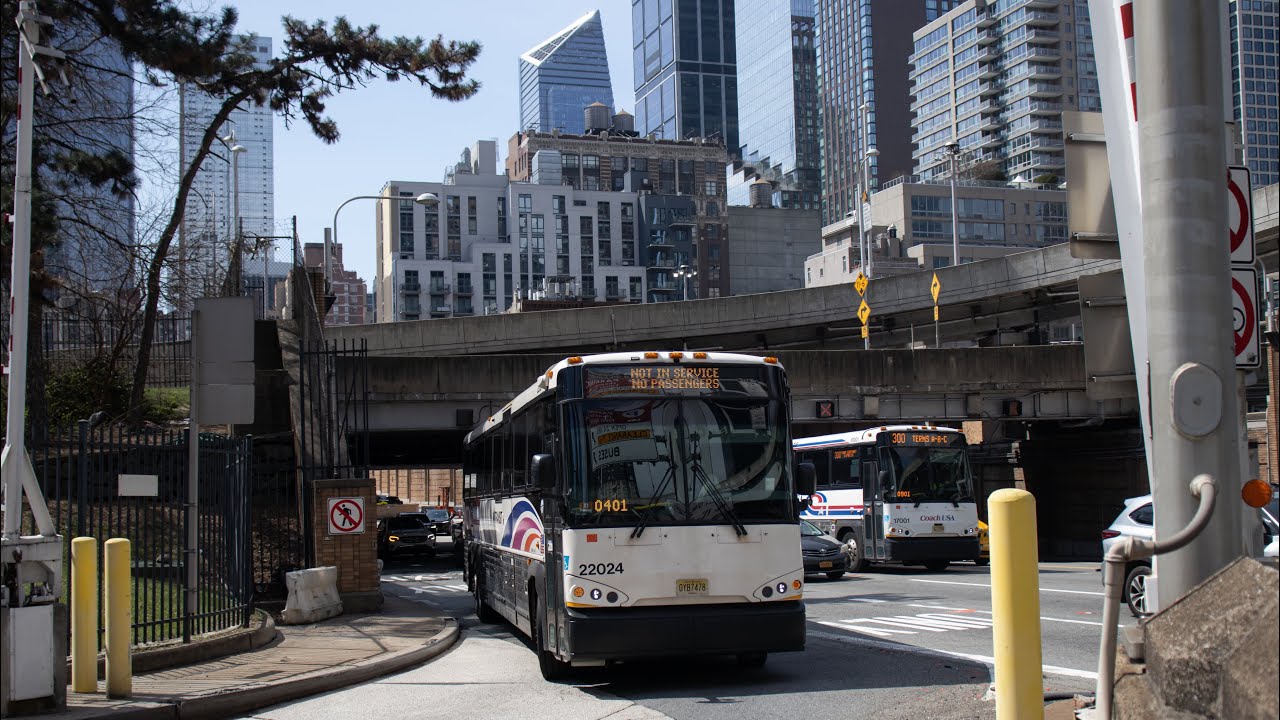 New Jersey Transit Bus Action at Port Authority Terminal on a Saturday