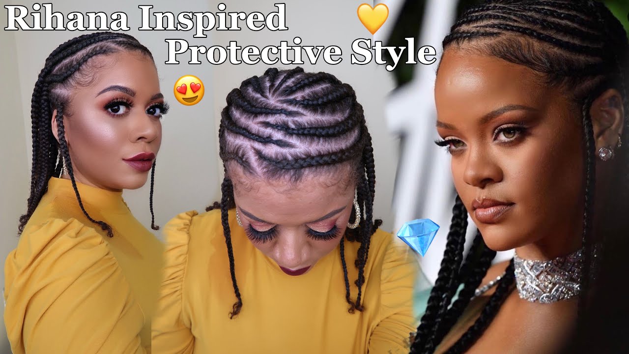 Cornrows & Braids Protective Style Inspired by Rihanna No Added Hair | Natural Hair Styles