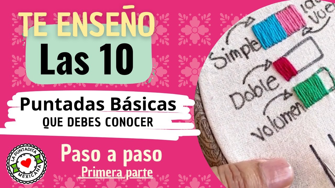Puntadas para iniciar en el bordado 🌸parte #1 #bordadoamano #bordado  #clasesdebordado #embroidery