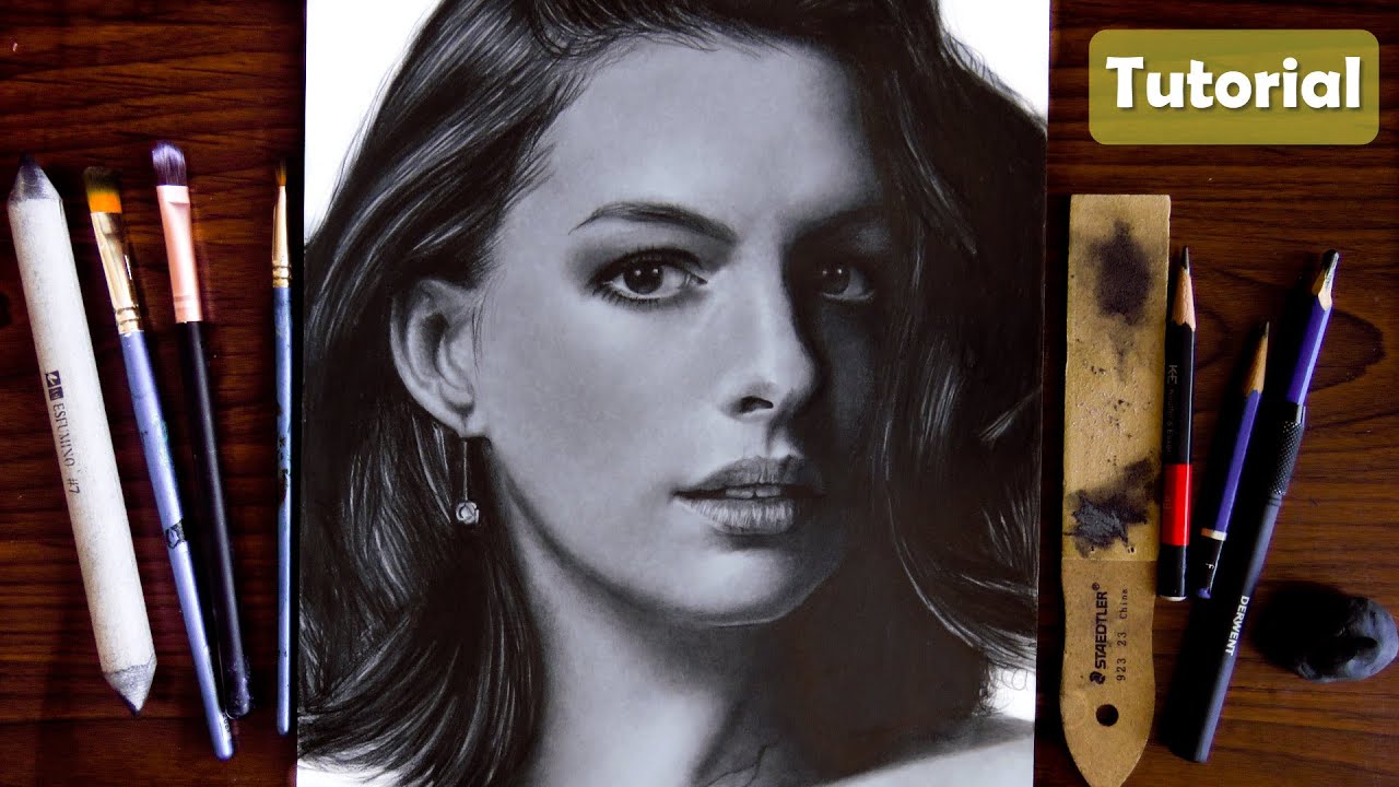 Cómo dibujar textura de piel para rostro realista - Anne Hathaway