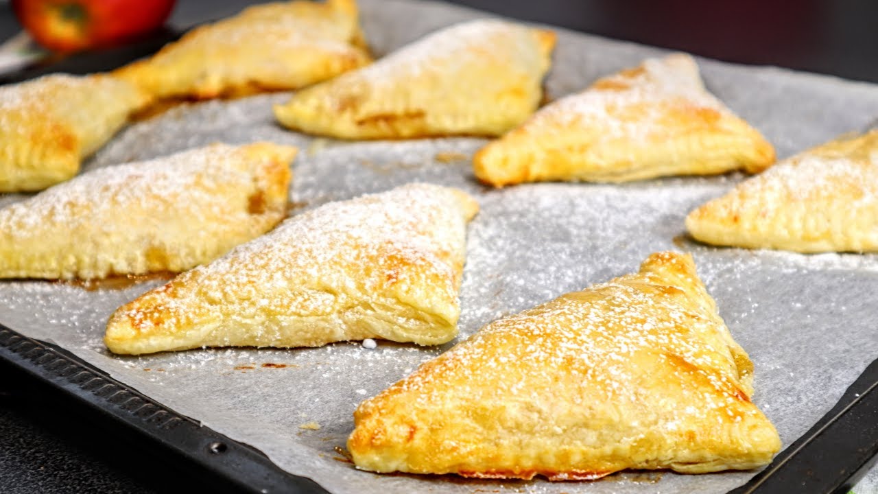Apfeltaschen dreieck Blätterteig | Apple Pocket Pies | Apfeltaschen Blätterteig Rezept